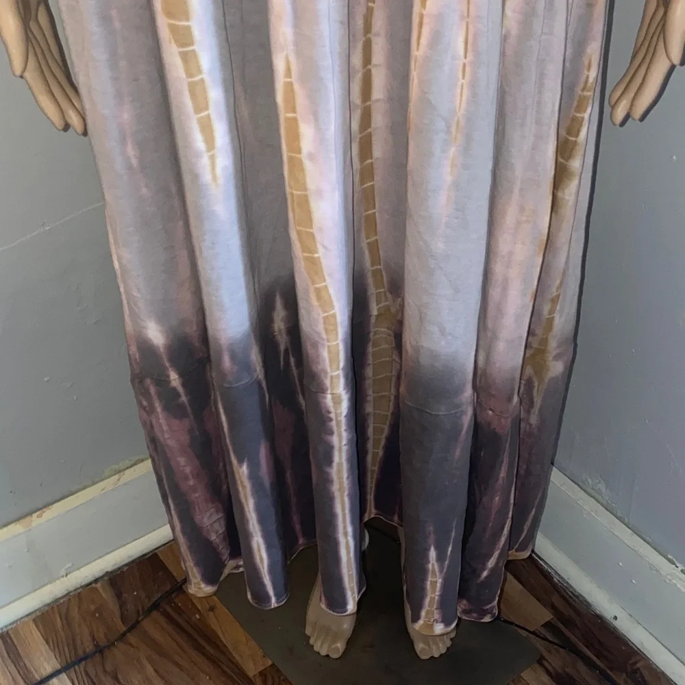 Hale Bob Strapless Backless Tie-Dye Maxi Dress in Taupe and Deep Plum - Picture 3 of 8